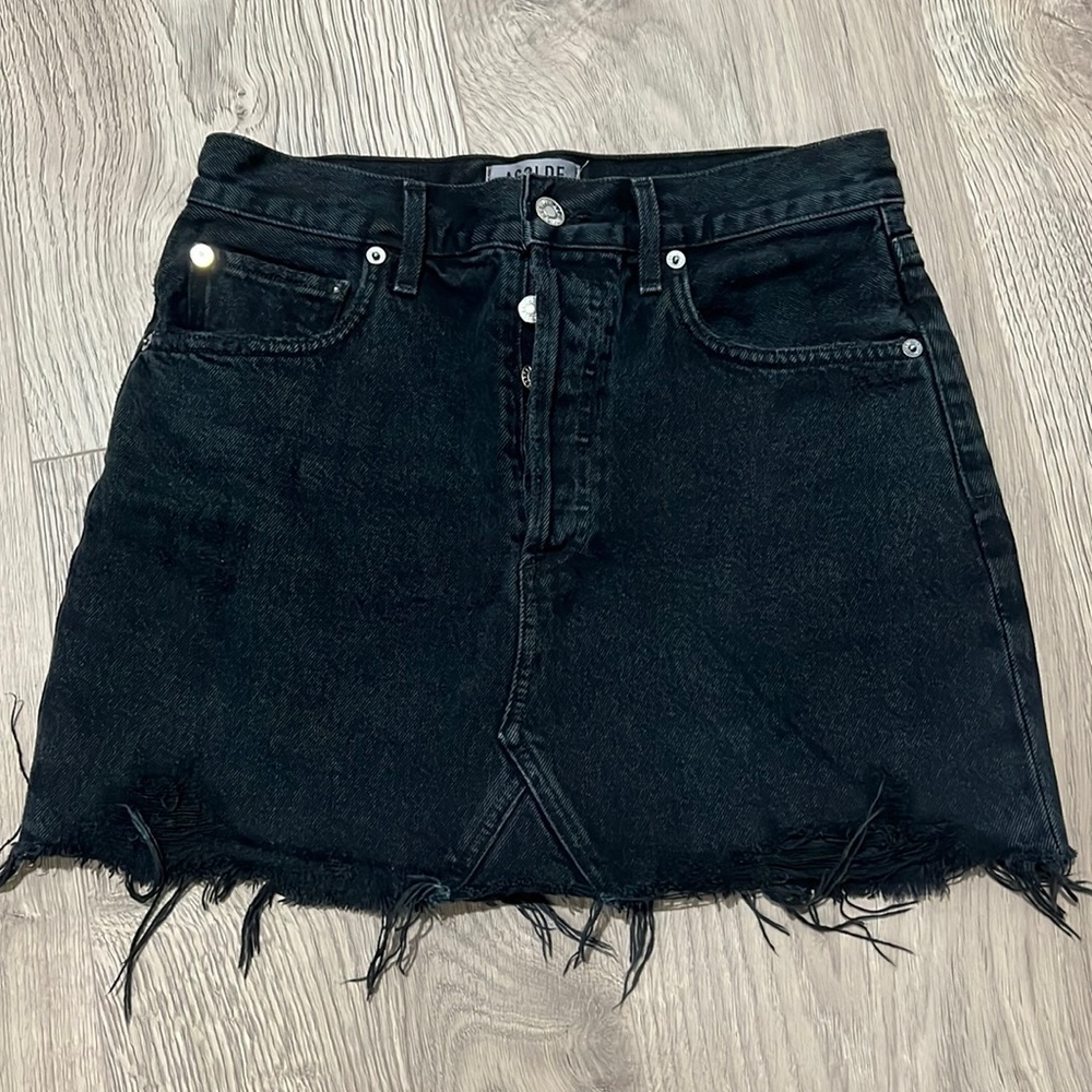 AGolde black jean skirt